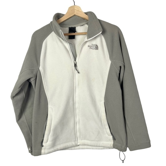 The North Face White & Gray Full Zip Fleece Jackets M - Picture 1 of 5